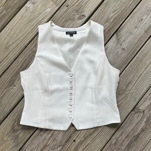 J.Crew Women's Slim Fit Tuxedo Vest In City Crepe White Size 6